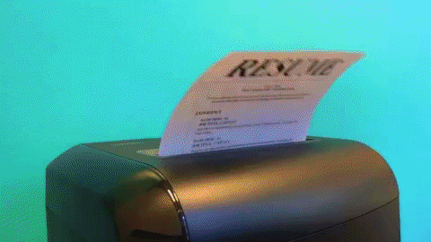 GIF file showing a toaster with a list titled "Resume" inserted into it.